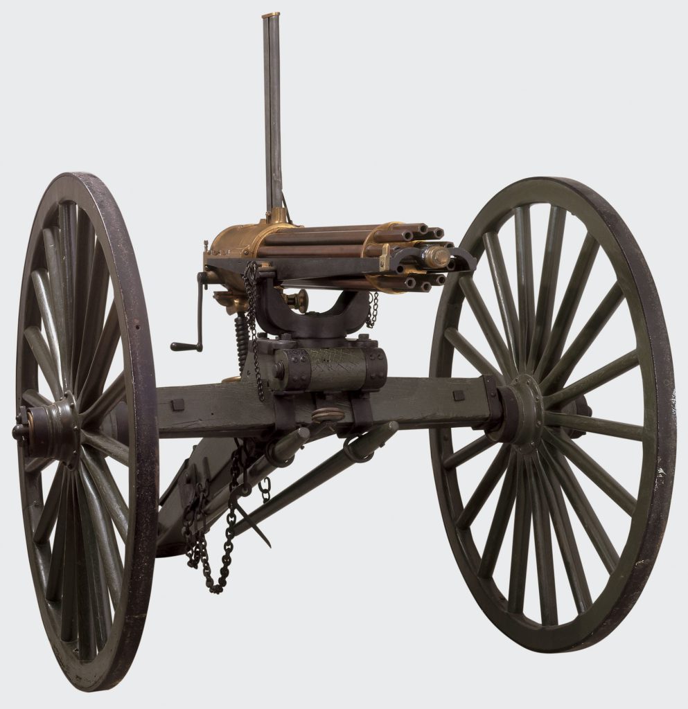 Model 1876 “Musket Length” Gatling Gun. Colt’s Patent Fire Arms Manufacturing Company, Hartford, Connecticut. Caliber .45-70 Government Centerfire.