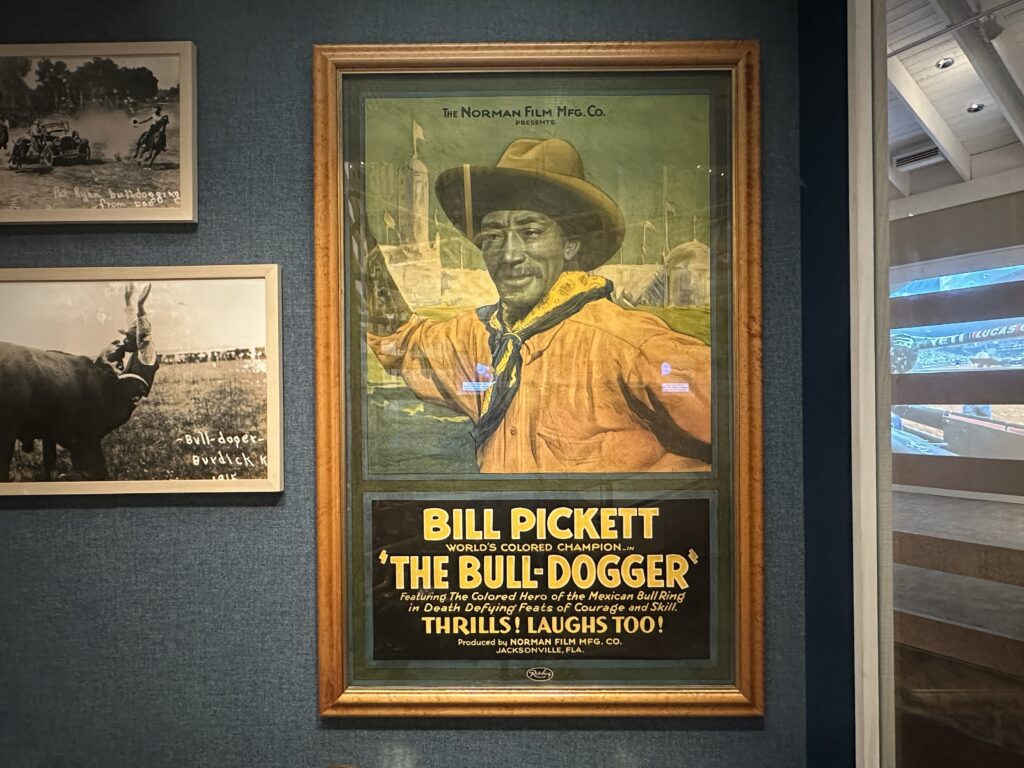 Movie poster for "The Bulldogger" in the American Rodeo Gallery at The Cowboy. 